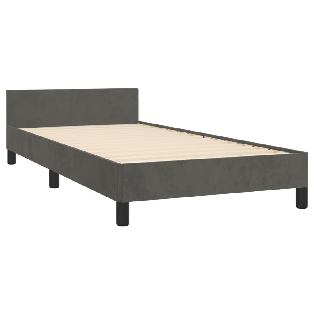 Dark gray twin velvet bed frame from American Smart WB, showcasing a modern and stylish bedroom furniture piece.