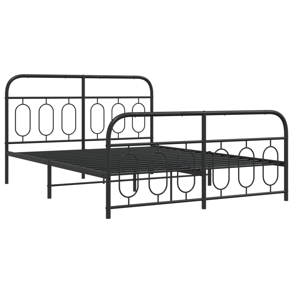 Black metal bed frame with footboard, 59.1 x 78.7 inches, designed for beds without a mattress, by American Smart WB.