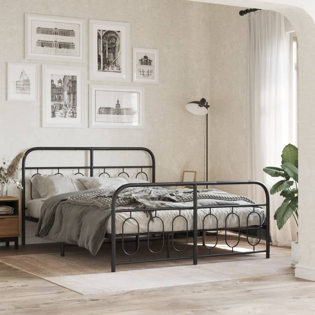 Black metal bed frame with footboard in 59.1x78.7 inches, American Smart WB beds and bed frames collection.