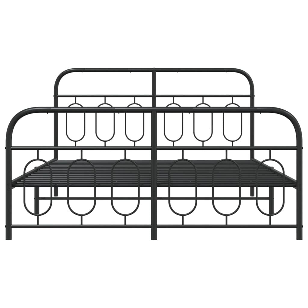 Black metal bed frame with footboard, 59.1 x 78.7 inches, designed for beds and bed frames from American Smart - WB.