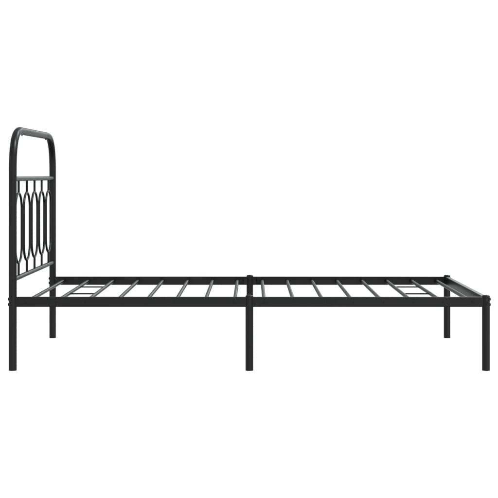 Black metal bed frame with headboard, 39.4x78.7 inches, for beds and bedroom decor by American Smart.