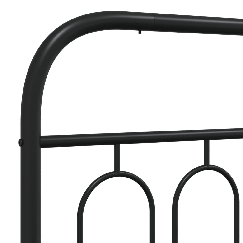 Black metal bed frame with headboard, 39.4"x78.7", sturdy steel construction for American Smart beds and bedroom decor.