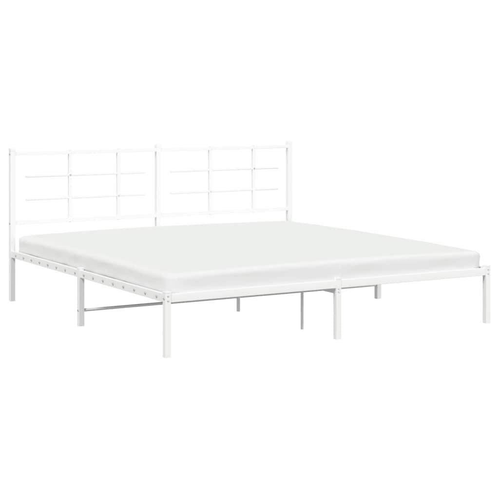 White metal bed frame with headboard in 76x79.9 inches, American Smart WB beds and bed frames collection.