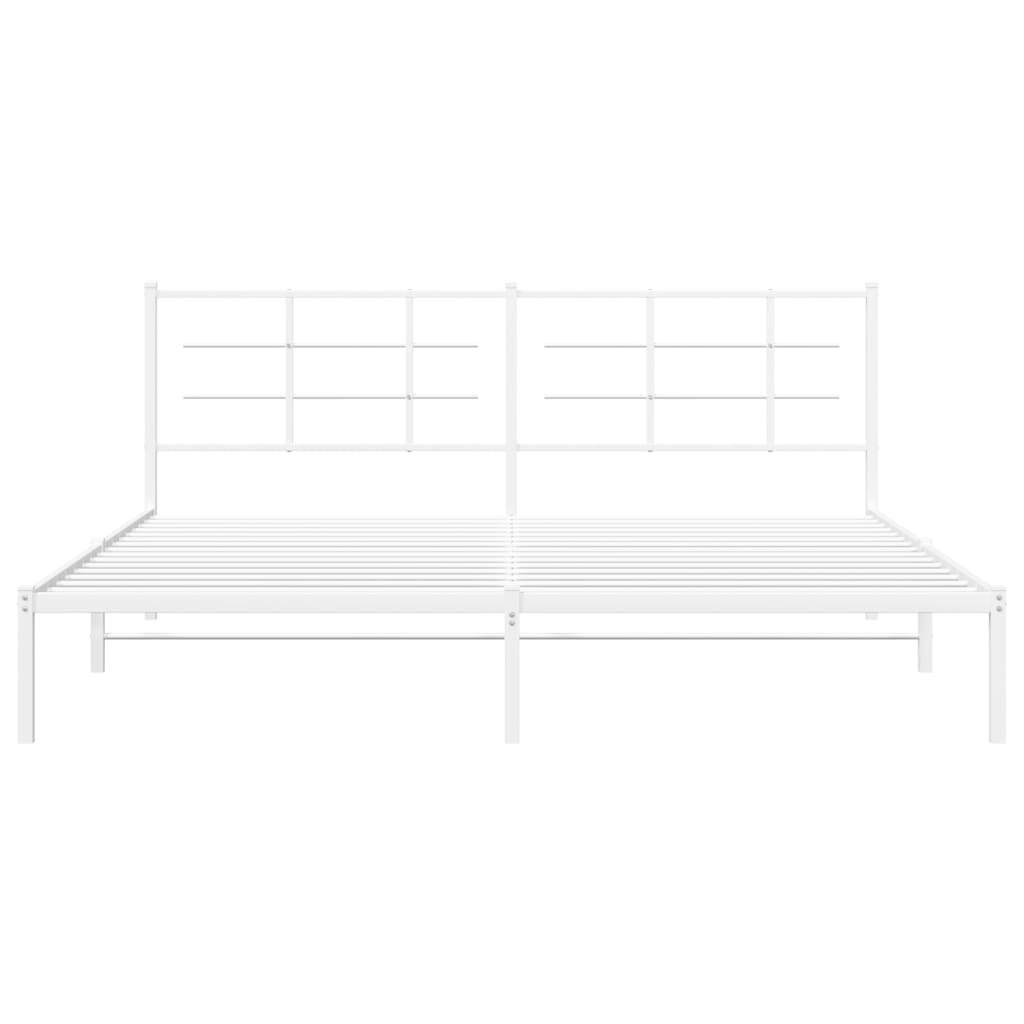 White metal bed frame with headboard, 76"x79.9", from American Smart, designed for a sturdy and stylish bedroom centerpiece.