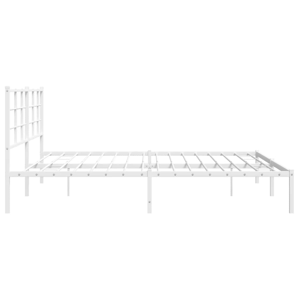 White metal bed frame with headboard, 76x79.9 inches, American Smart WB, sturdy design for modern bedroom decor.