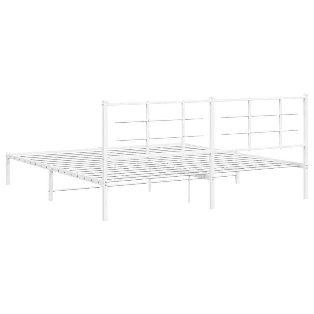White metal bed frame with headboard, 76x79.9 inches, from American Smart WB, sturdy and modern for bedroom decor.