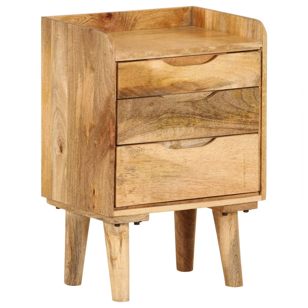 Solid mango wood bedside cabinet by American Smart, 15.7"x11.8"x23.4", featuring a compact storage design and natural wood grain finish.