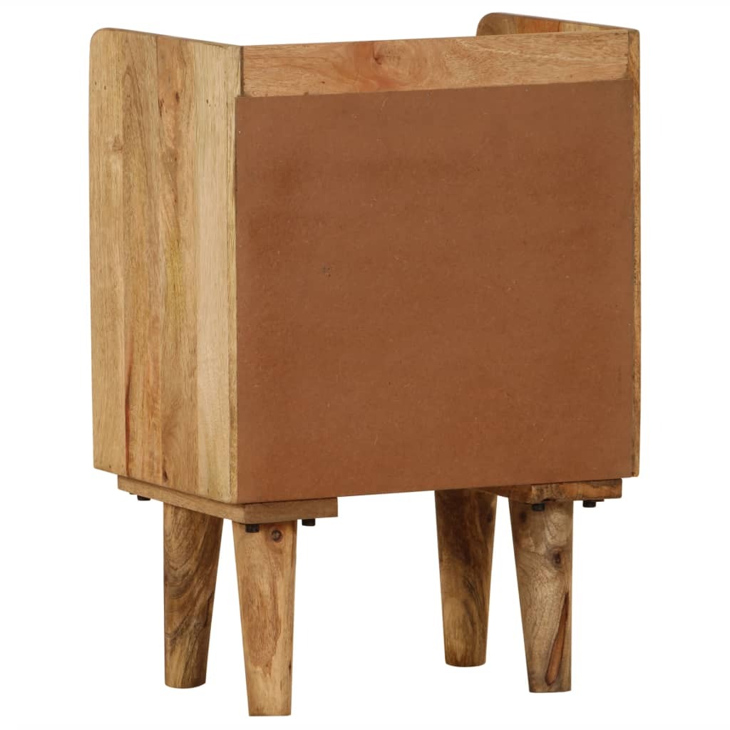 Solid mango wood bedside cabinet by American Smart, 15.7"x11.8"x23.4", featuring natural wood grain and compact storage design.