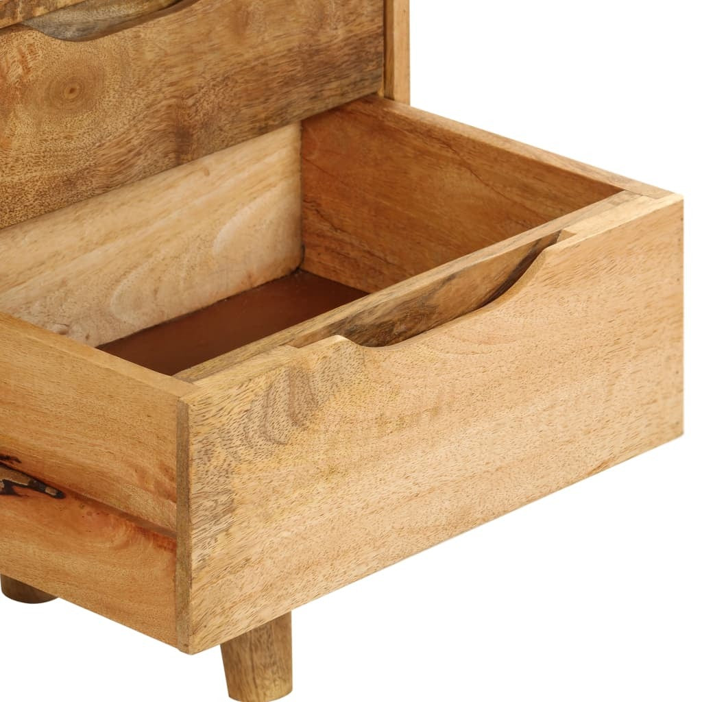Solid mango wood bedside cabinet with storage, measuring 15.7x11.8x23.4 inches, from American Smart WB.