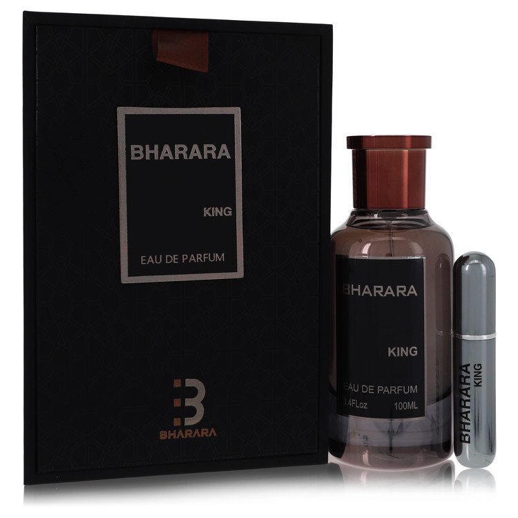 Bharara King by Bharara Beauty men's eau de parfum spray and refillable travel spray bottle, 3.4 oz, in a sleek design