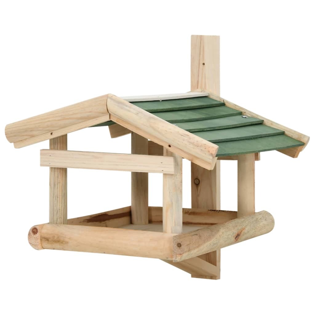 Solid wood bird feeder from American Smart, measuring 13.8x11.6x8.3 inches, designed for attracting backyard birds and wildlife.