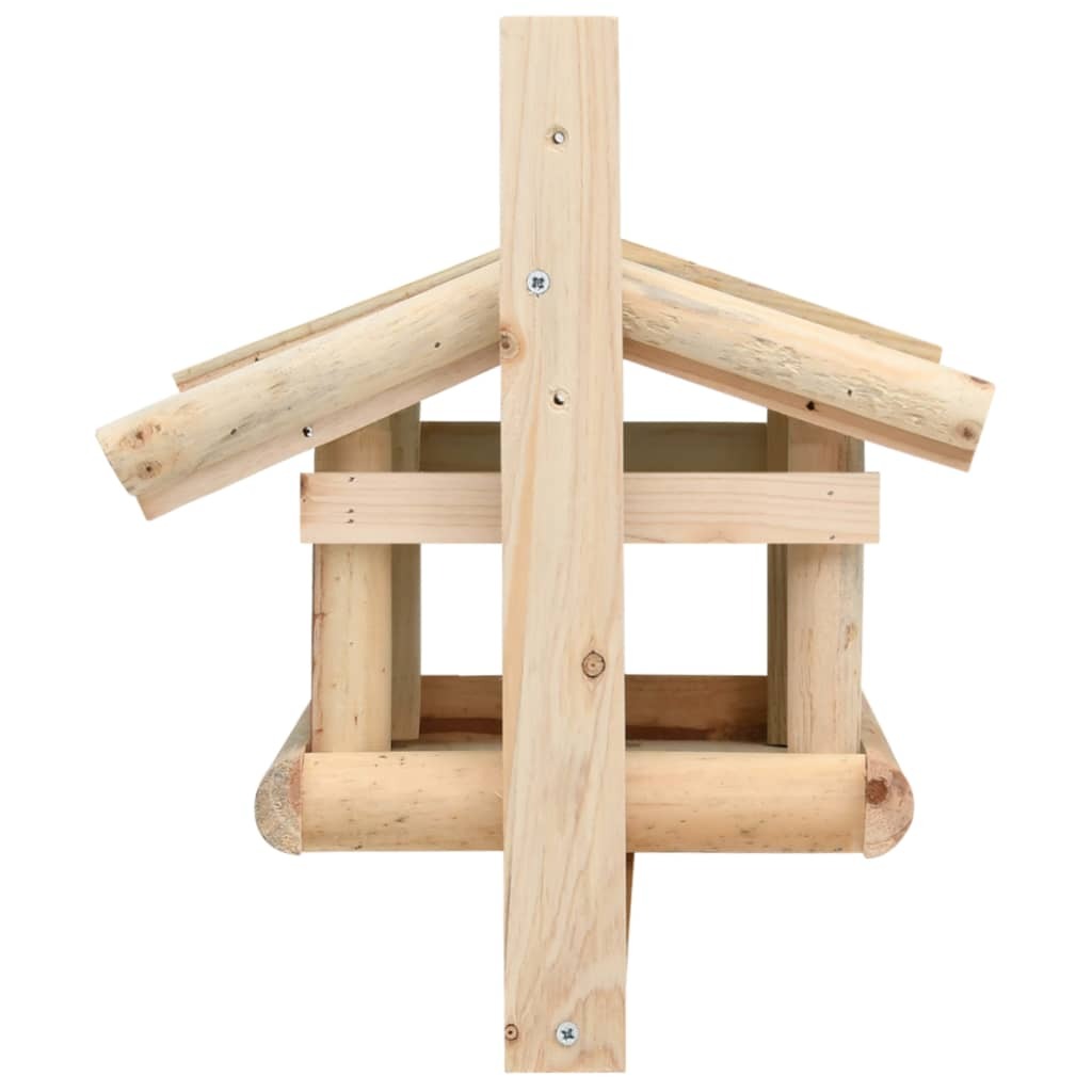 Solid wood bird feeder from American Smart WB, 13.8x11.6x8.3 inches, showcasing natural wood finish and spacious feeding area.