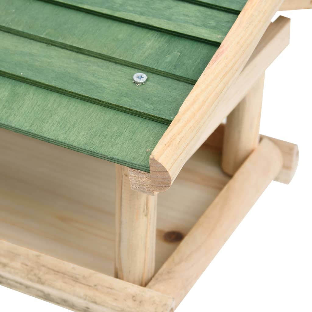 Solid wood bird feeder from American Smart, measuring 13.8x11.6x8.3 inches, designed for attracting local birds and wildlife.