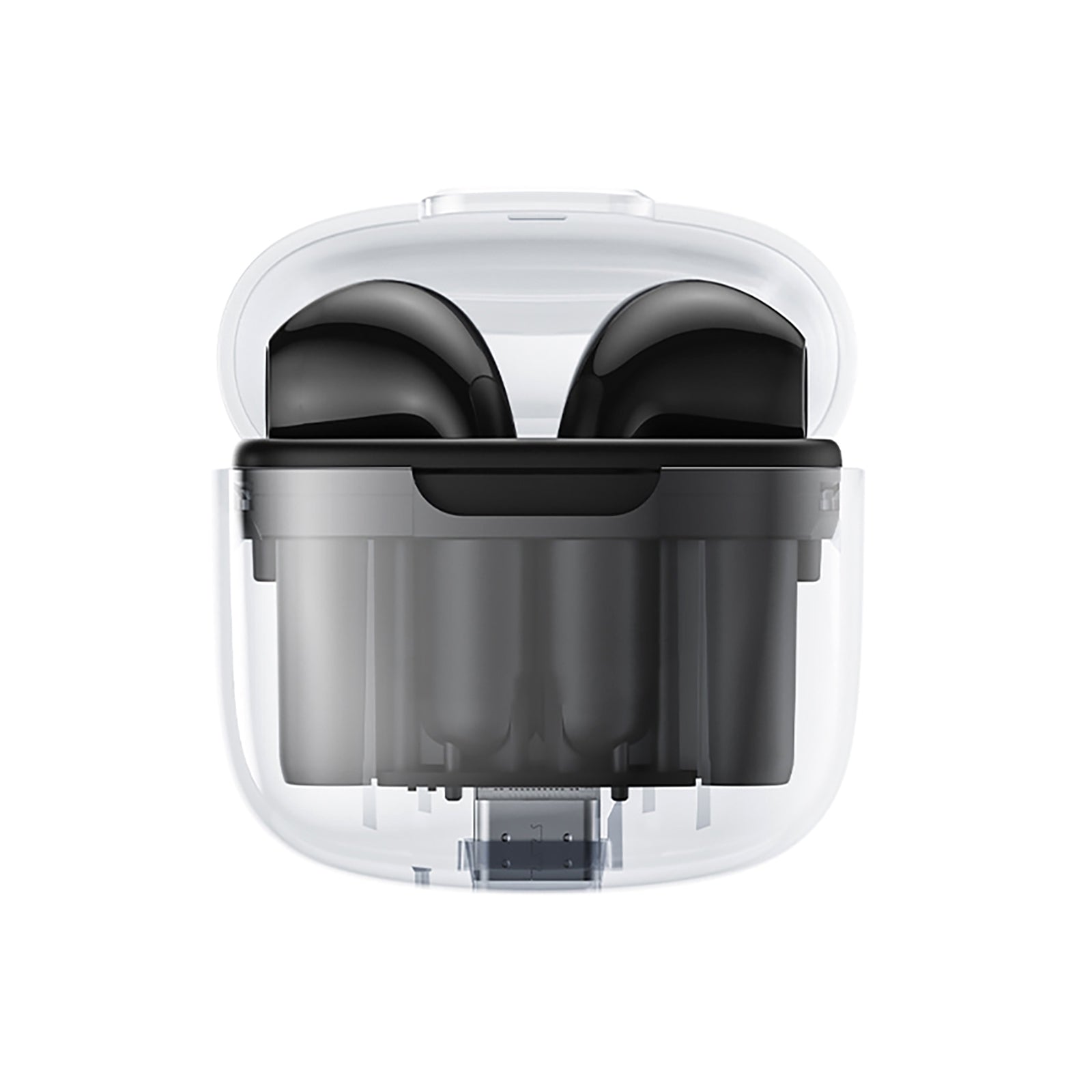 BD02 Wireless Earbuds In-Ear Earphones With Clear Calling Transparent Charging Case For Cell Phone Computer Laptop Sports black - American Smart