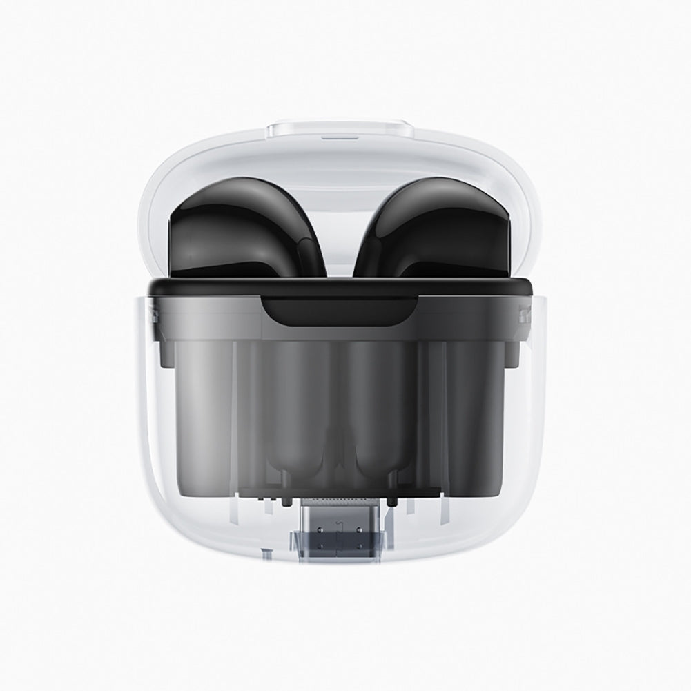 BD02 Wireless Earbuds In-Ear Earphones With Clear Calling Transparent Charging Case For Cell Phone Computer Laptop Sports black - American Smart