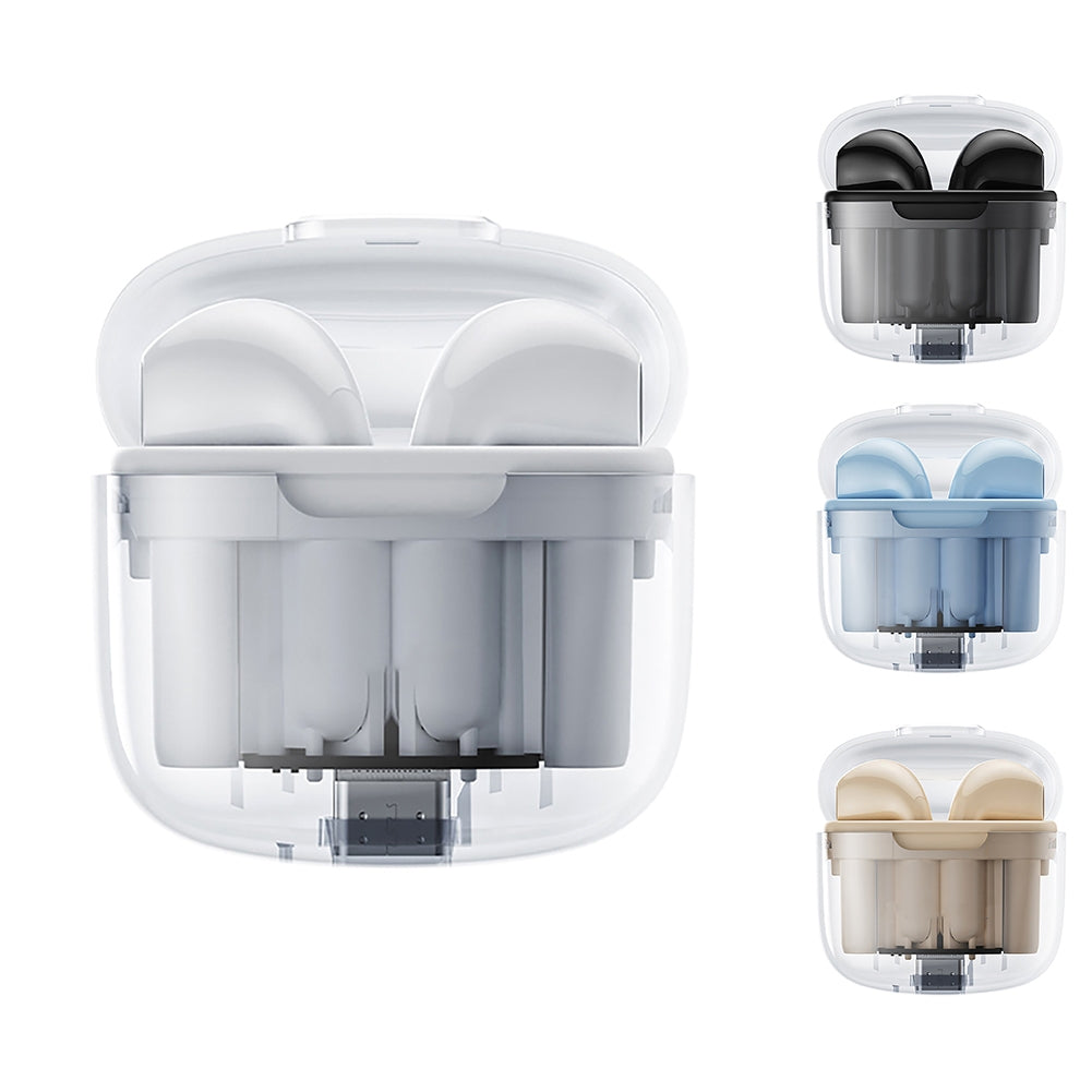 BD02 Wireless Earbuds In-Ear Earphones With Clear Calling Transparent Charging Case For Cell Phone Computer Laptop Sports black - American Smart