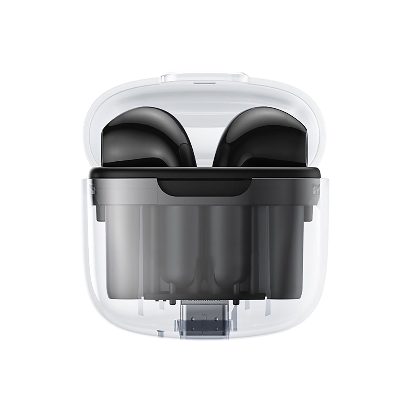 BD02 Wireless Earbuds In-Ear Earphones With Clear Calling Transparent Charging Case For Cell Phone Computer Laptop Sports black - American Smart