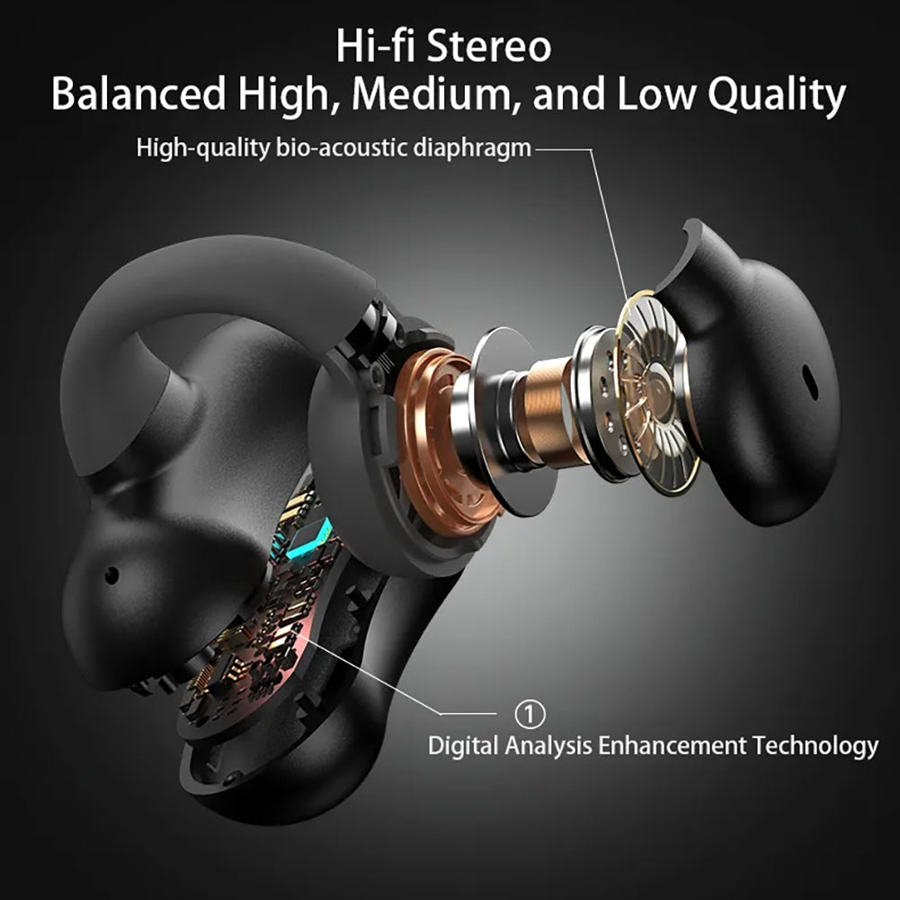Bone Conduction Bluetooth 5.3 Headphones Ear Clip-On Wireless Sports Earphone Noise Reduction Headset Pink White - American Smart