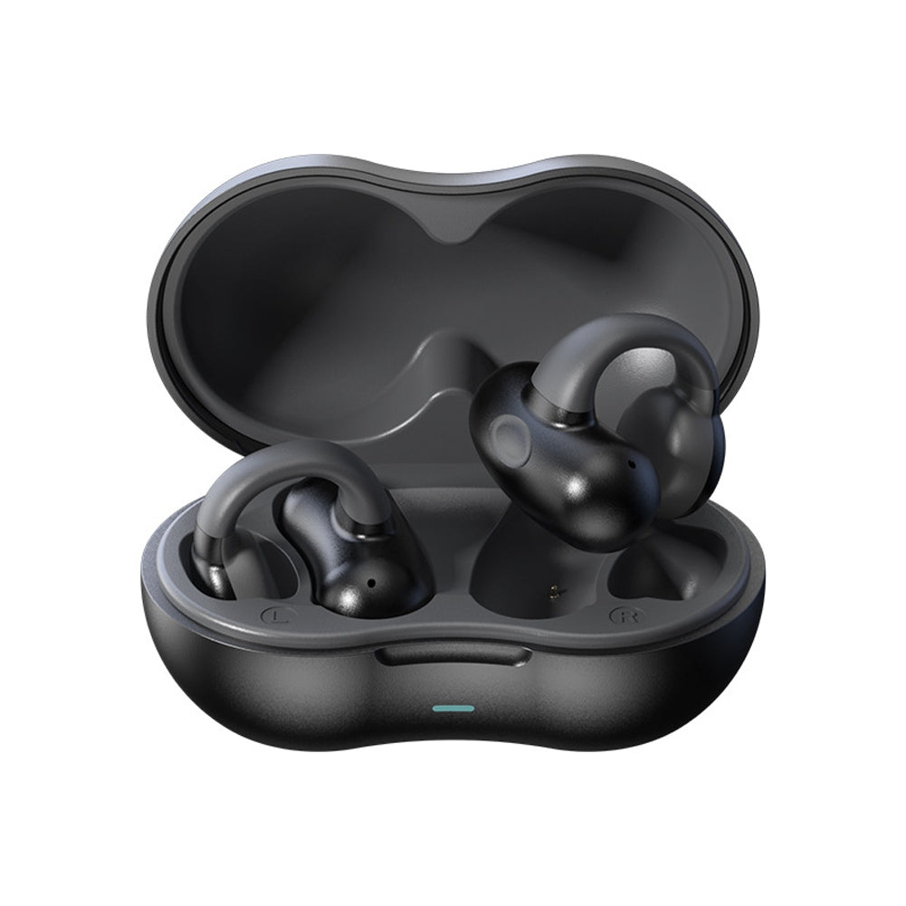 Bone Conduction Bluetooth 5.3 Headphones Ear Clip-On Wireless Sports Earphone Noise Reduction Headset Pink White - American Smart