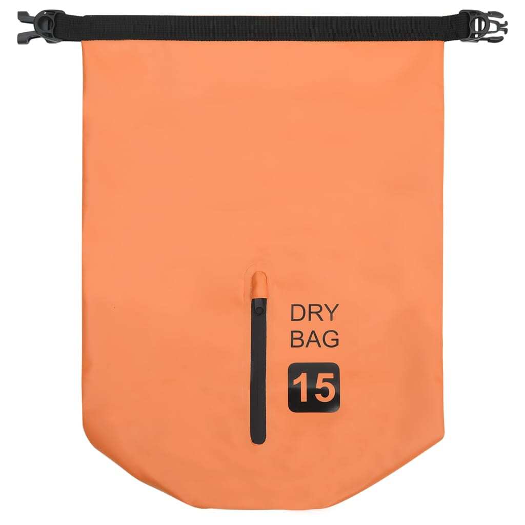 Orange 4-gallon PVC dry bag with zipper by American Smart for boating and water sports, showing the sealed closure and compact design.