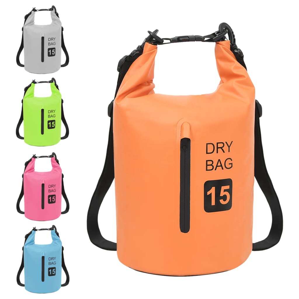 Orange 4-gallon PVC dry bag with zipper from American Smart for boating and water sports, designed to keep gear dry.