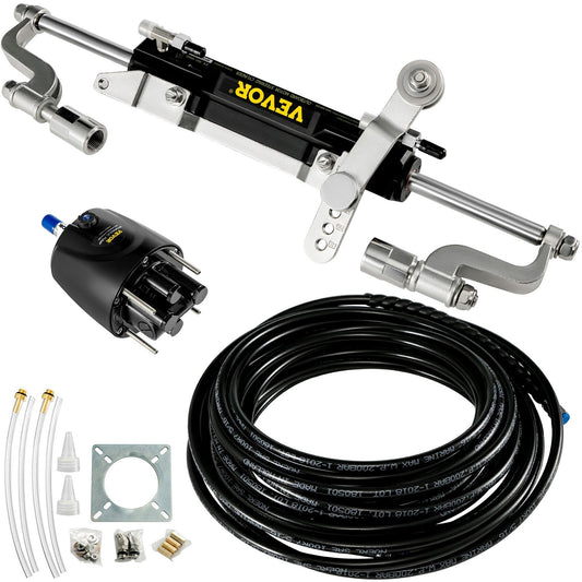 Hydraulic steering kit with compact cylinder and helm pump for boats, American Smart WB marine boat steering system, 300HP compatible