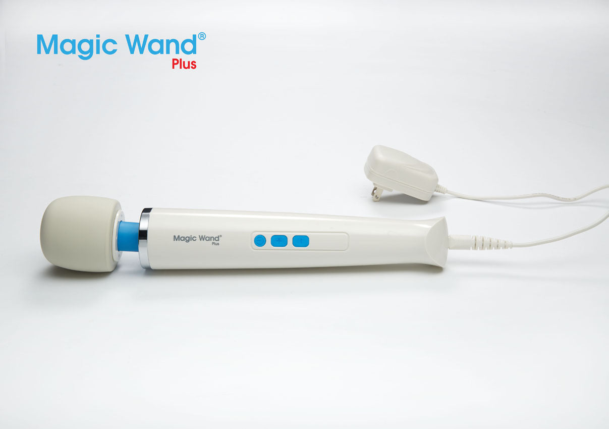 White Magic Wand Plus body massager by American Smart WB with ergonomic handle and smooth surface for muscle relief.
