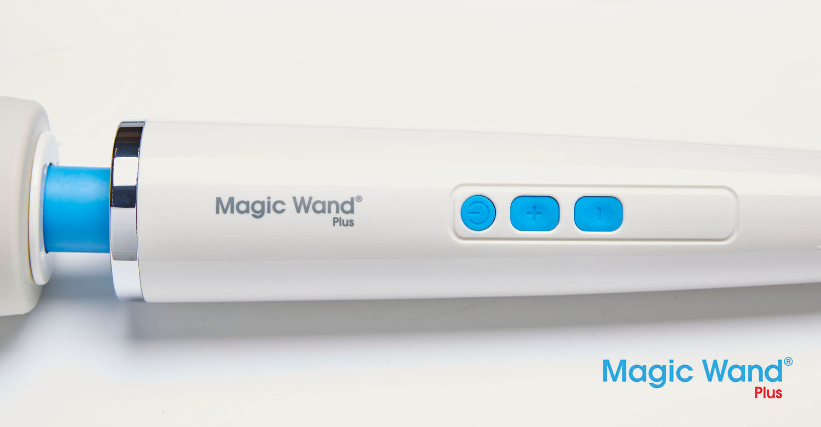 White Magic Wand Plus body massager by American Smart, with a sleek design and textured handle for targeted muscle relief.