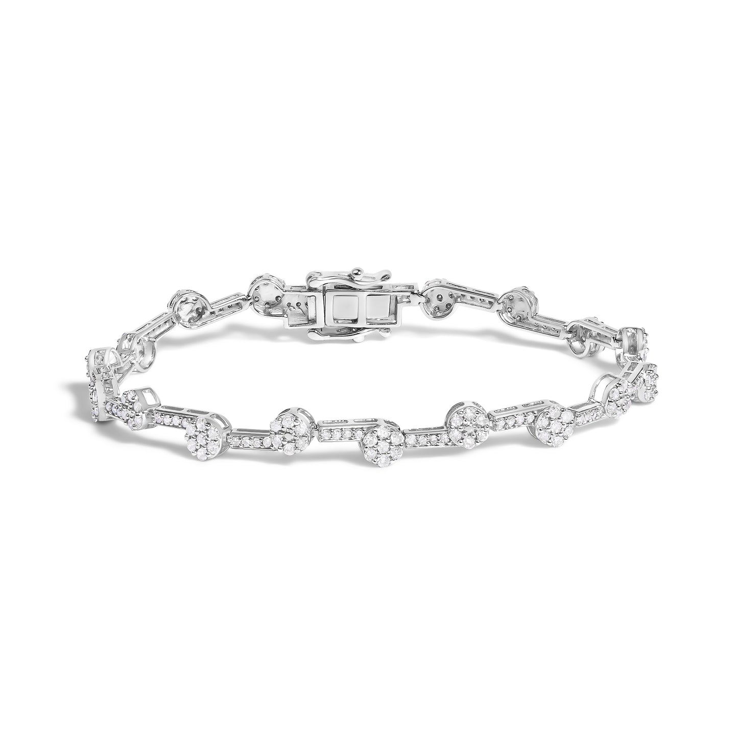 Sterling silver diamond Custer link bracelet with 2.0 carats tw, featuring sparkling diamonds on a stylish bracelet design.