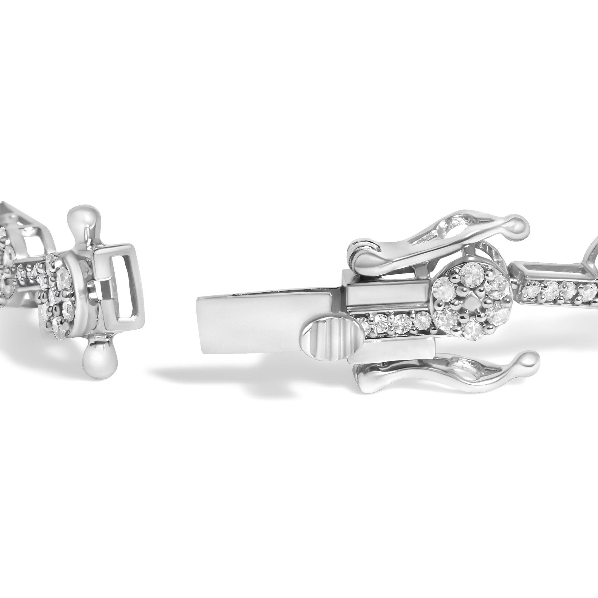 Sterling silver diamond Custer link bracelet with 2.0 Cttw of sparkling diamonds, designed by American Smart WB.