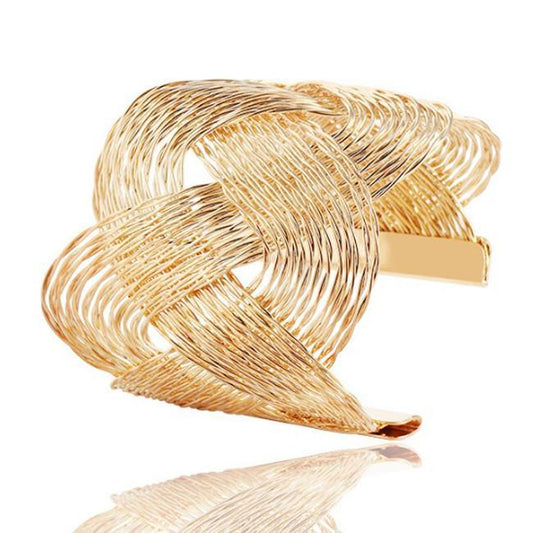American Smart WB ROMANCE interlocking waves bracelet with silver-tone finish and sleek, modern design.