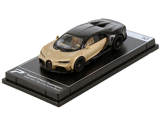 Bugatti Chiron Supersport Silk Gold Metallic and Nocturne Black "Hypercar League Collection" 1/64 Diecast Model Car by PosterCars - American Smart
