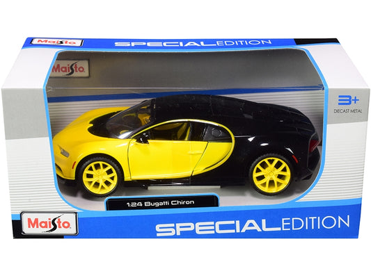 Bugatti Chiron Yellow and Black 1/24 Diecast Model Car by Maisto - American Smart