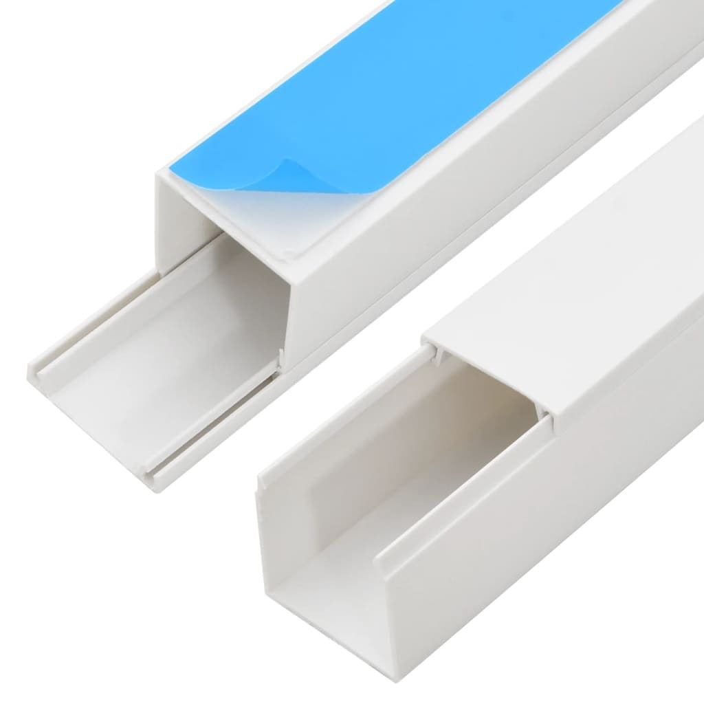 Self-adhesive PVC cable trunking by American Smart WB, 1.6"x1" for cable management, 32.8 feet long, mounted on wall.