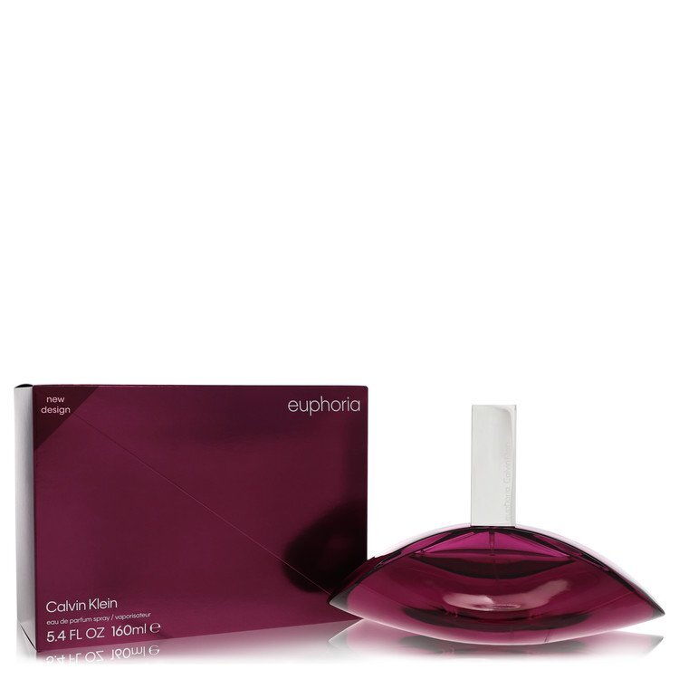 Calvin Klein Euphoria Eau De Parfum Spray for women, 5.5 oz bottle, featuring elegant packaging and fragrance details.