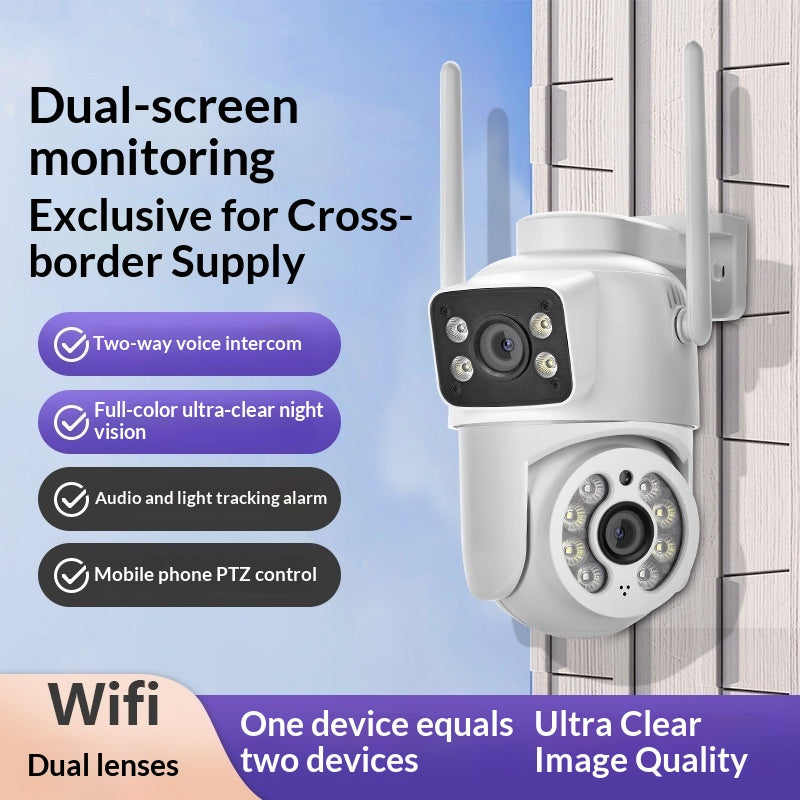 Outdoor waterproof binocular camcorder with dual screens, wireless American Smart WB brand, designed for outdoor filming and photography.