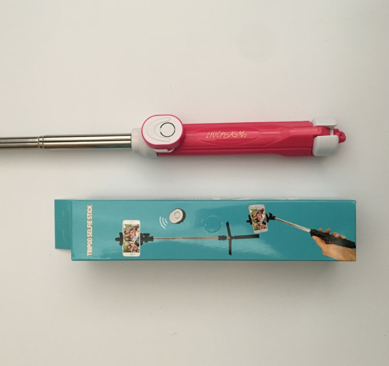Stainless steel telescopic Bluetooth selfie stick with tripod functionality, compatible with cameras and smartphones, by American Smart WB.