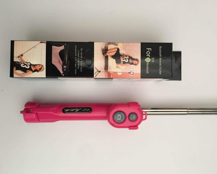 Stainless steel telescopic Bluetooth selfie stick with tripod feature, designed for smartphones, by American Smart WB.