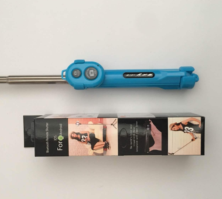 Stainless steel telescopic Bluetooth selfie stick with tripod feature, designed for smartphones and camera accessories by American Smart.