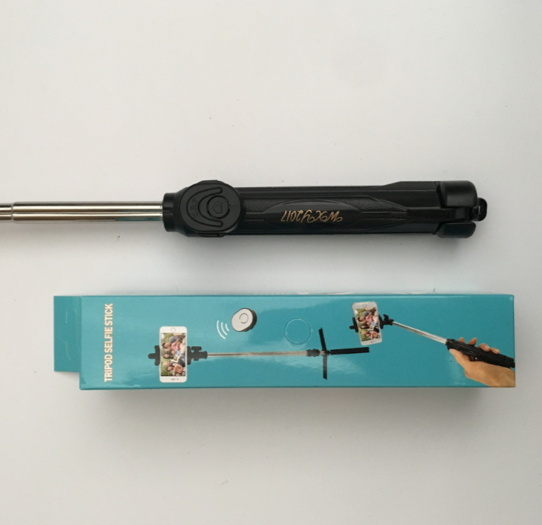 Stainless steel telescopic Bluetooth selfie stick with tripod feature, ideal for camera and photo accessories from American Smart WB.