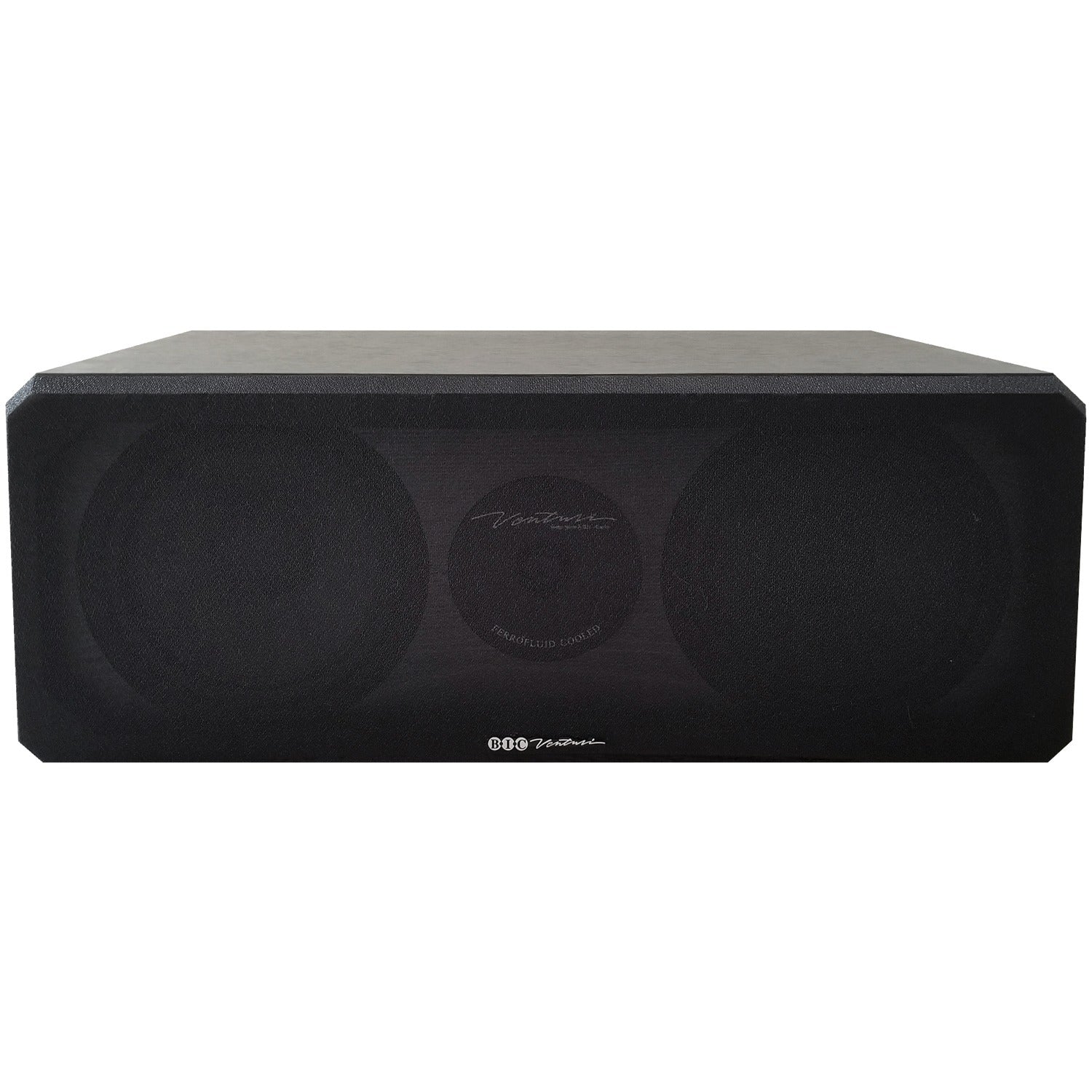 BIC America DV62CLR-S venturi 3-driver indoor 2-way center channel speaker in black, designed for home theater audio.