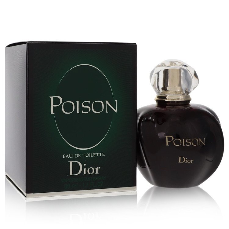 Christian Dior Poison Eau De Toilette spray for women, 1.7 oz, featuring the iconic fragrance bottle with elegant design.