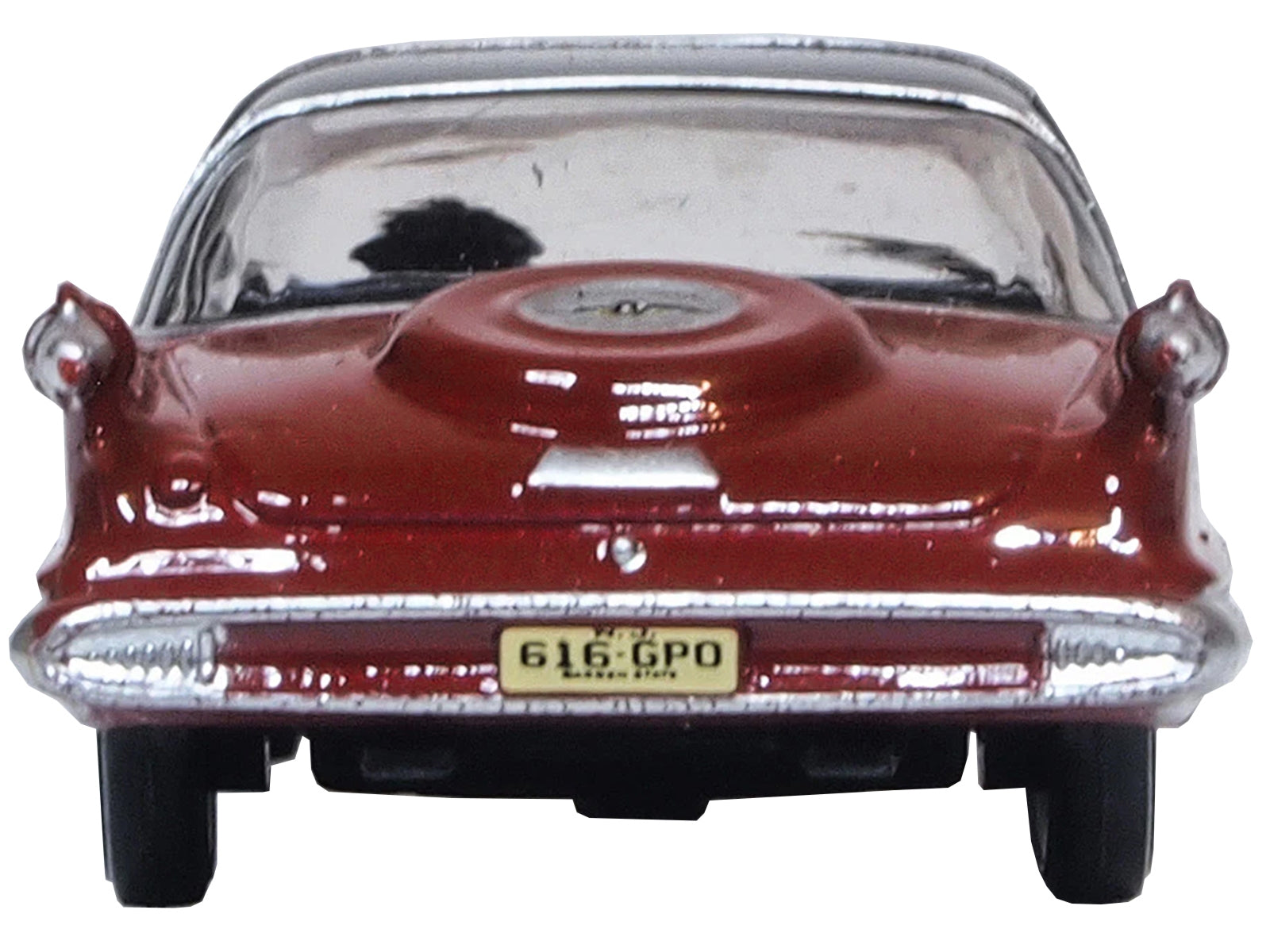 Red 1959 Chrysler Imperial Crown 2-door hardtop diecast model car in HO scale by Oxford Diecast, detailed American Smart - WB Chrysler model.