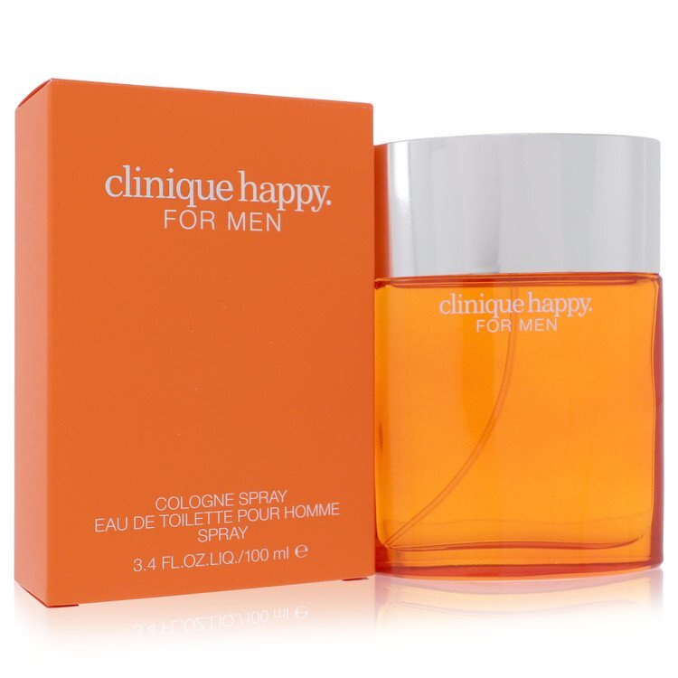 Happy by Clinique men's cologne spray in 3.4 oz bottle, reformulated, featuring a fresh and vibrant fragrance.