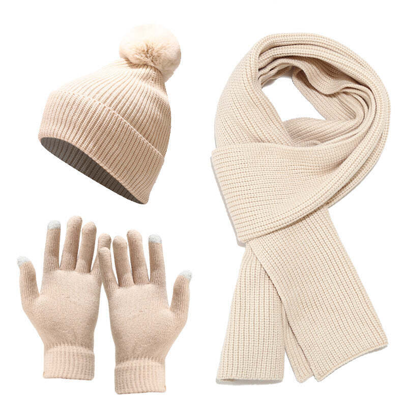 American Smart WB cozy winter 3-in-1 scarf, beanie, and gloves set featuring soft knit fabric and winter-ready design.