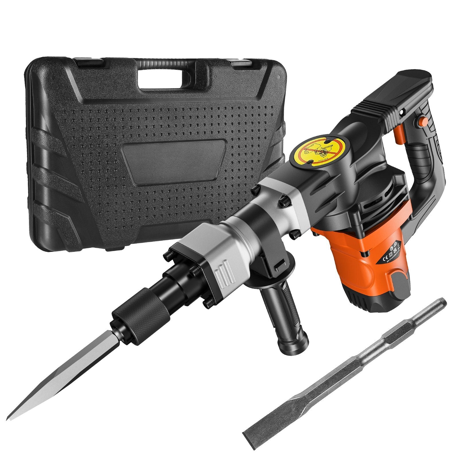 Demolition Jack Hammer, 1400W Electric Jackhammer Heavy Duty, 2900 BPM Concrete Breaker, 2pcs Chisels Bits Chipping with Case, Gloves - American Smart