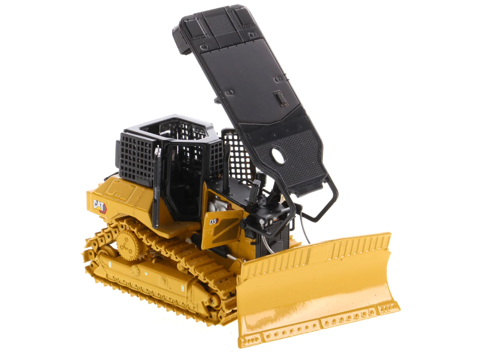 Yellow Caterpillar D5 XR fire suppression dozer diecast model by Diecast Masters, detailed construction model in high line series.