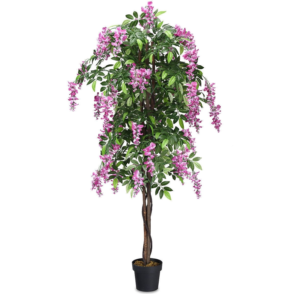 Six-foot artificial wisteria silk indoor-outdoor tree in green, decorative faux plant for home or outdoor decor by American Smart.