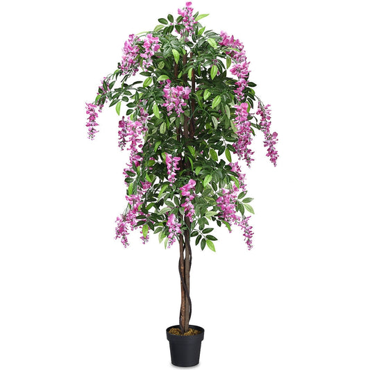 6-foot artificial Wisteria silk tree in green, suitable for indoor and outdoor decor, by American Smart WB.