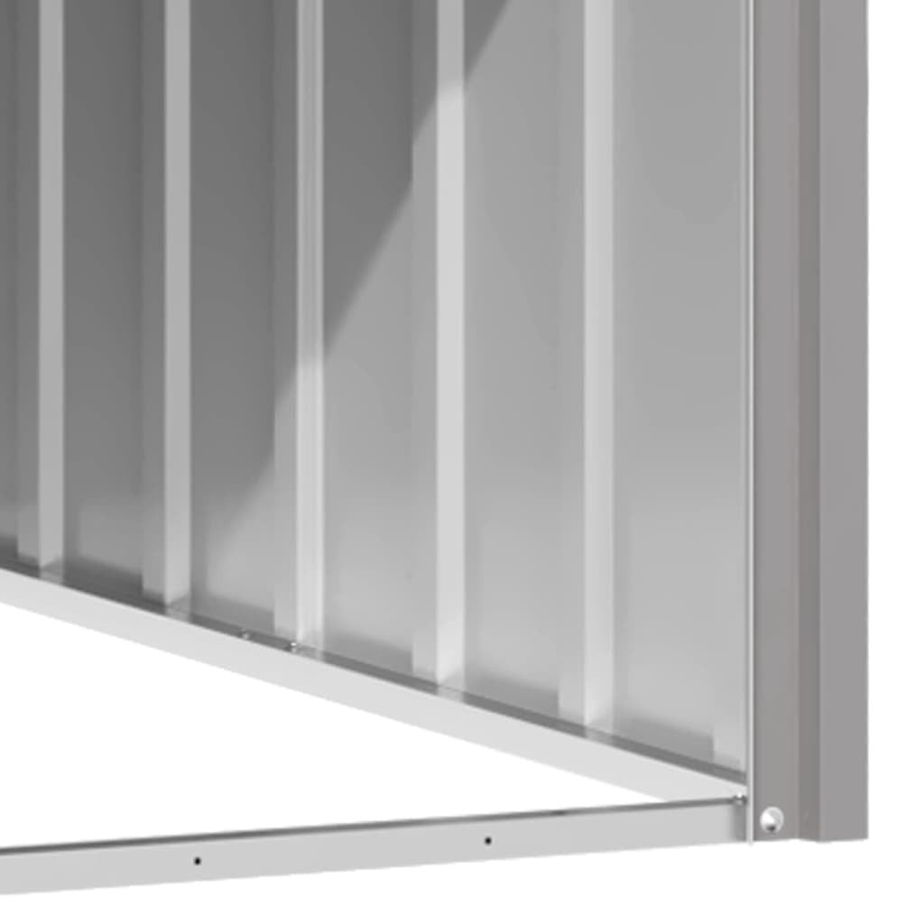 Gray galvanized steel dog house measuring 45.9"x60.2"x32.1" from American Smart WB, sturdy shelter for outdoor pets.